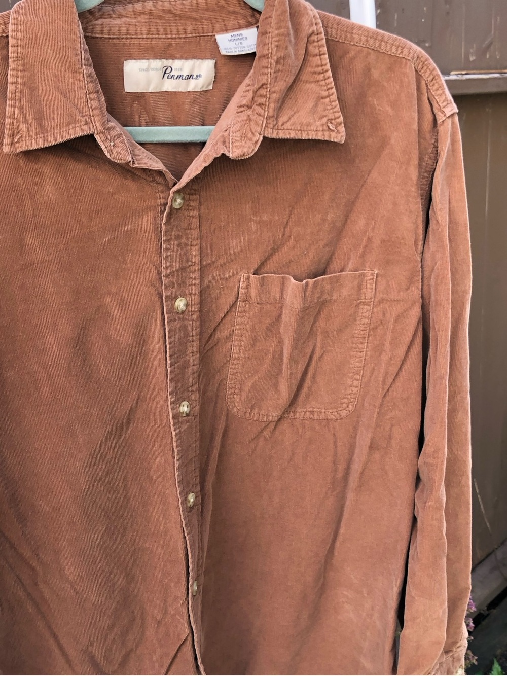 90s Y2K Penmans Light Brown Corduroy Button-Up Shirt